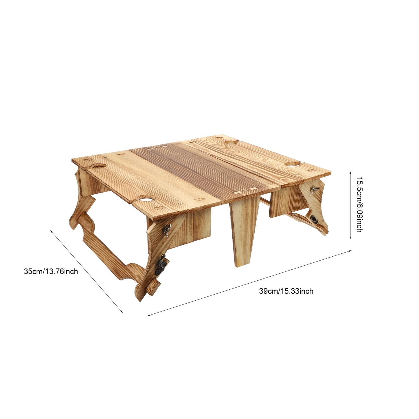 QIFULL Rectangular Folding Picnic Basket Table Wood Adults Ergonomic Design 1Pcs