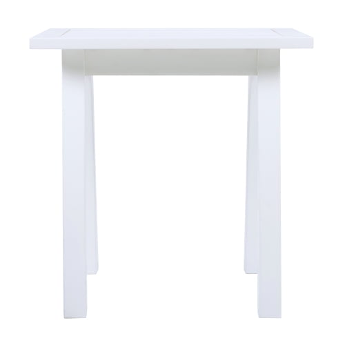 SELMA Acacia wood Accent Side Table in White PU, Weather-Resistant Rectangular End Table for Patio, Garden, Lawn, and Living Room(White PU)
