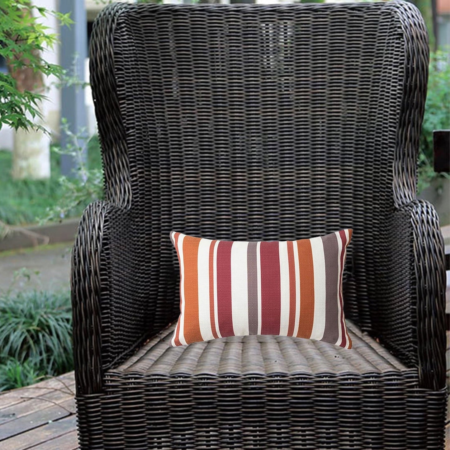 Elainilye Outdoor Chaise Lounge Waterproof Pillow Cover, Striped Headrest Cushion Protector, Weather Resistant Pad for Pool Chairs, Patios