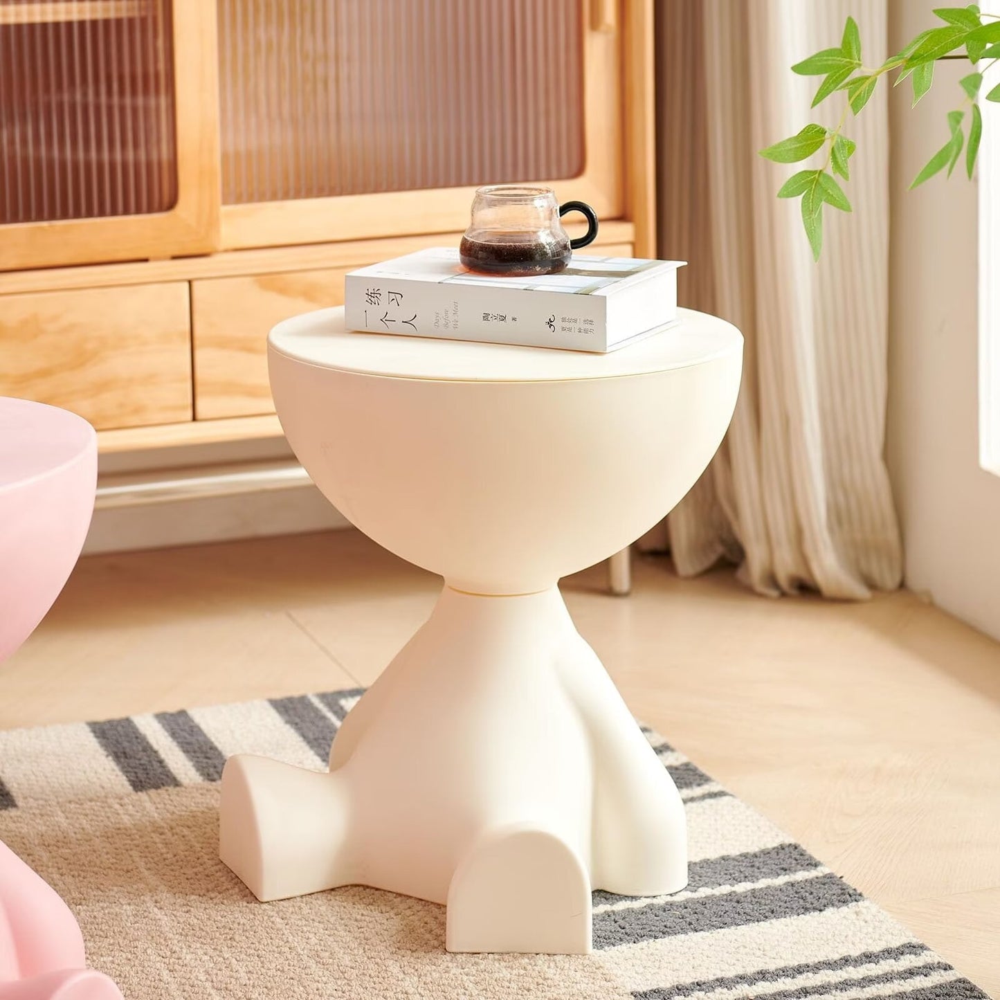SENIURIS Circle Side Table, Waterproof & Durable Small Coffee Table, Versatile Accent Table for Living Room, Bedroom. (White)