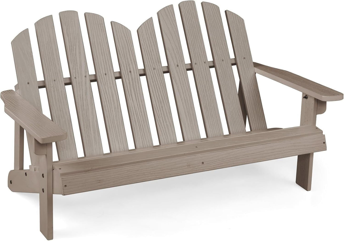 ZgoodZ Small 2-Seat Adirondack Chair - Fir Wood Double Loveseat with High Backrest,Arm Rest,300 LBS Weight Capacity, Outdoor All Weather Porch Chair for Balcony,Backyard,Poolside,Yard(Khaki Grey)