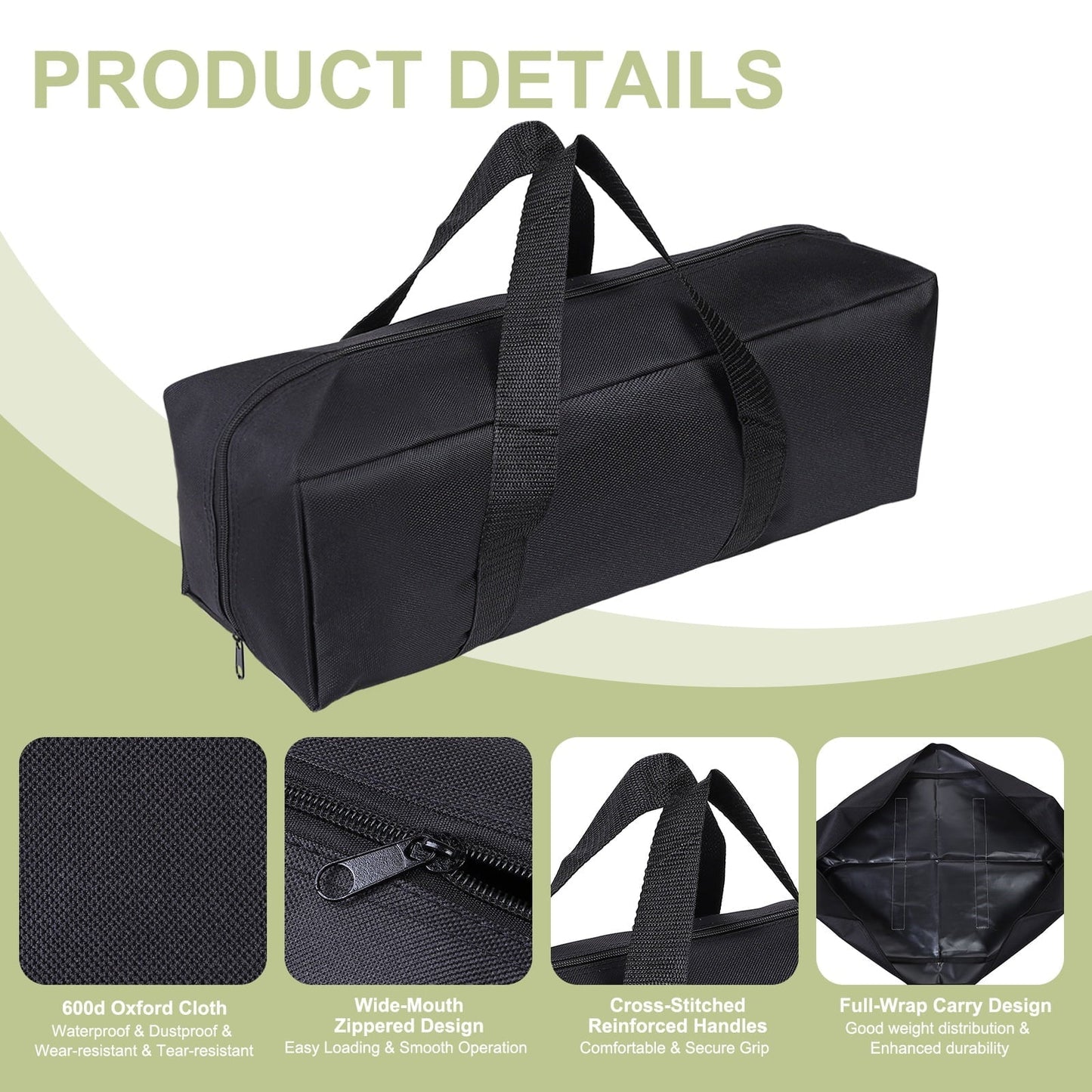 Uxcell Camp Chair Replacement Bag, Camping Folding Chair Bag with Handle Strap, 18 x 7 x 6 Inch for Outdoor (Black)