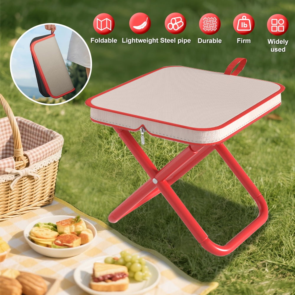 Welan Folding Camping Stool,Handbag Style Portable Folding Stool,Pencil Case Chair for Outdoor Fishing Hiking Backpacking Travelling(Red)