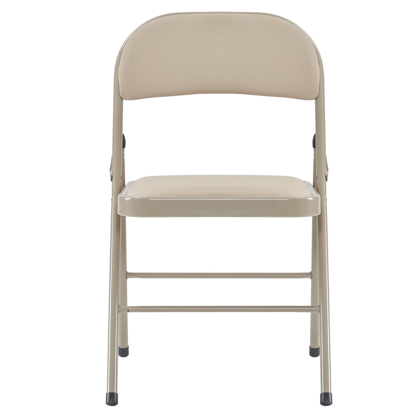 Set of 6 Folding Chairs with Padded Cushion, Foldable Iron & PVC Chair, Folding Chairs for Indoor, Outdoor, Party, Dining, Light Brown