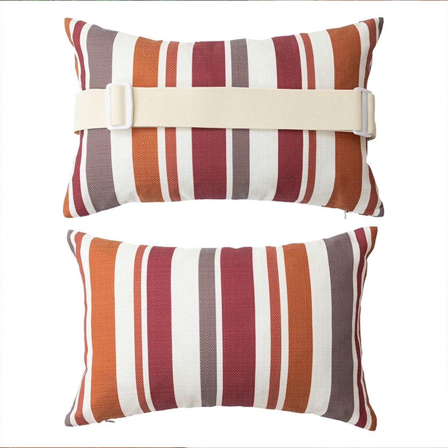 Elainilye Outdoor Chaise Lounge Waterproof Pillow Cover, Striped Headrest Cushion Protector, Weather Resistant Pad for Pool Chairs, Patios