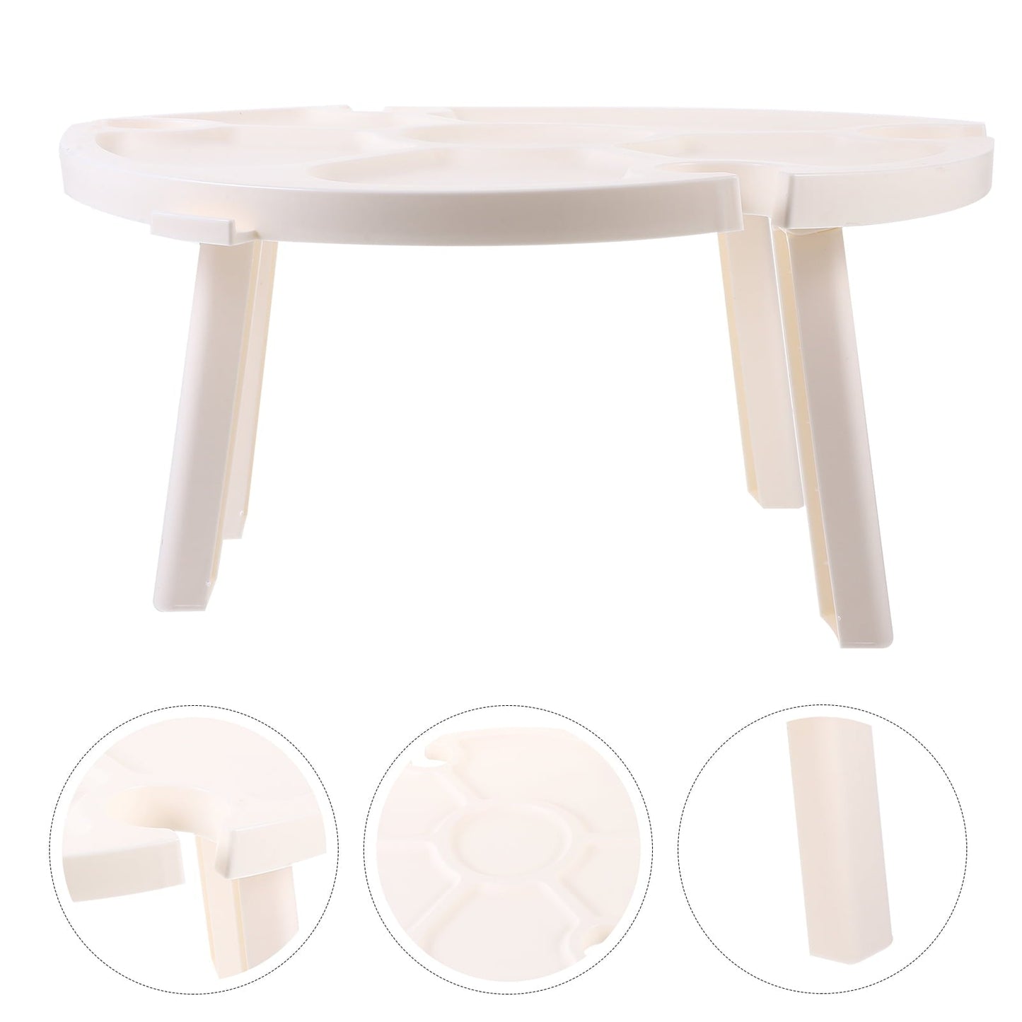 STRANDCHIC Portable Foldable Picnic Table for Home Use Lightweight Plastic White Outdoor Wine Table 27.5 x 16.5 inches