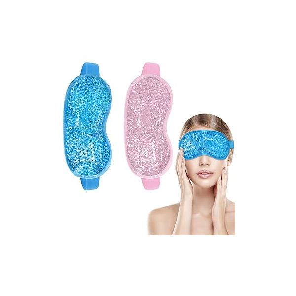 candyfouse 2Pack Cold Cooling Eye Mask, Reusable Hot Colder Therapy Gel Bead with Plush Backing for Puffiness Migraine Stress Relief Skin Care Dry Eyes