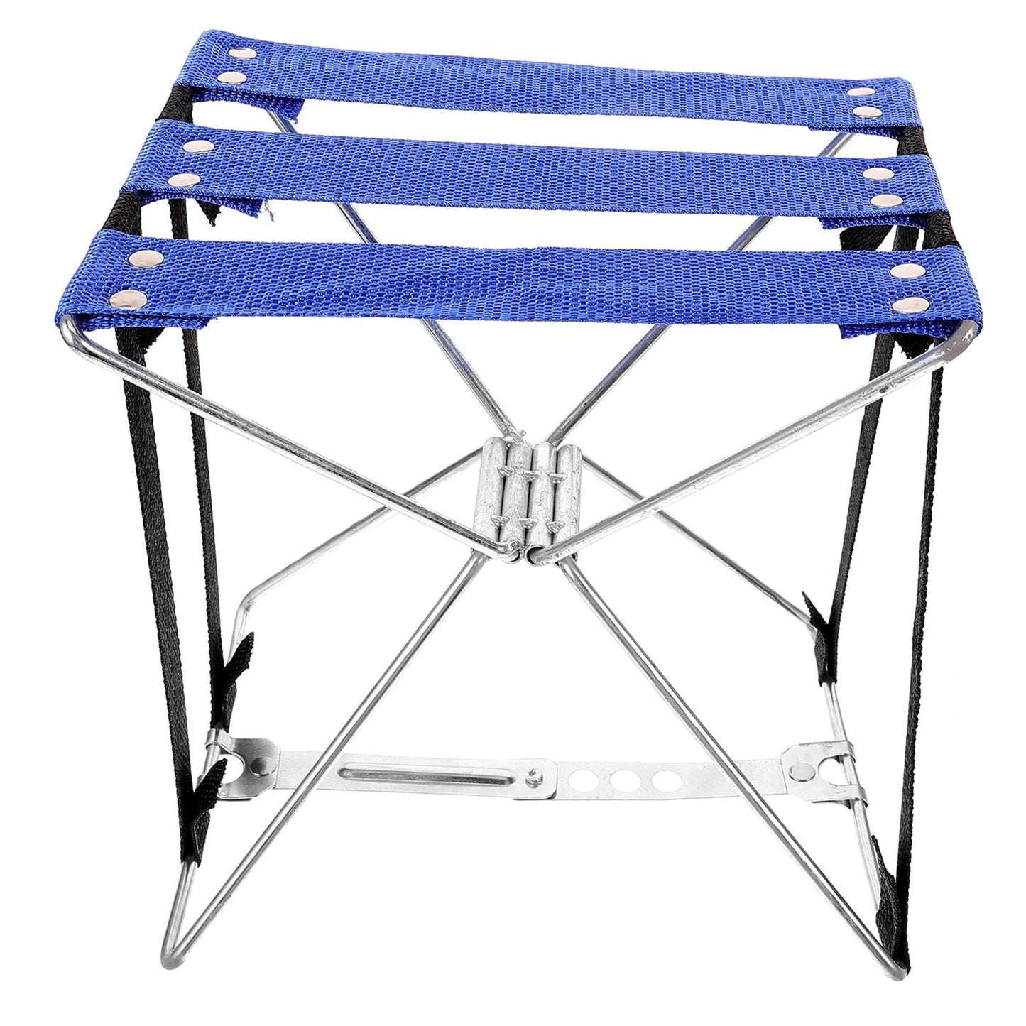 SEWCHICS Camping Folding Stool Rectangular Blue Metal Fabric 1Pack