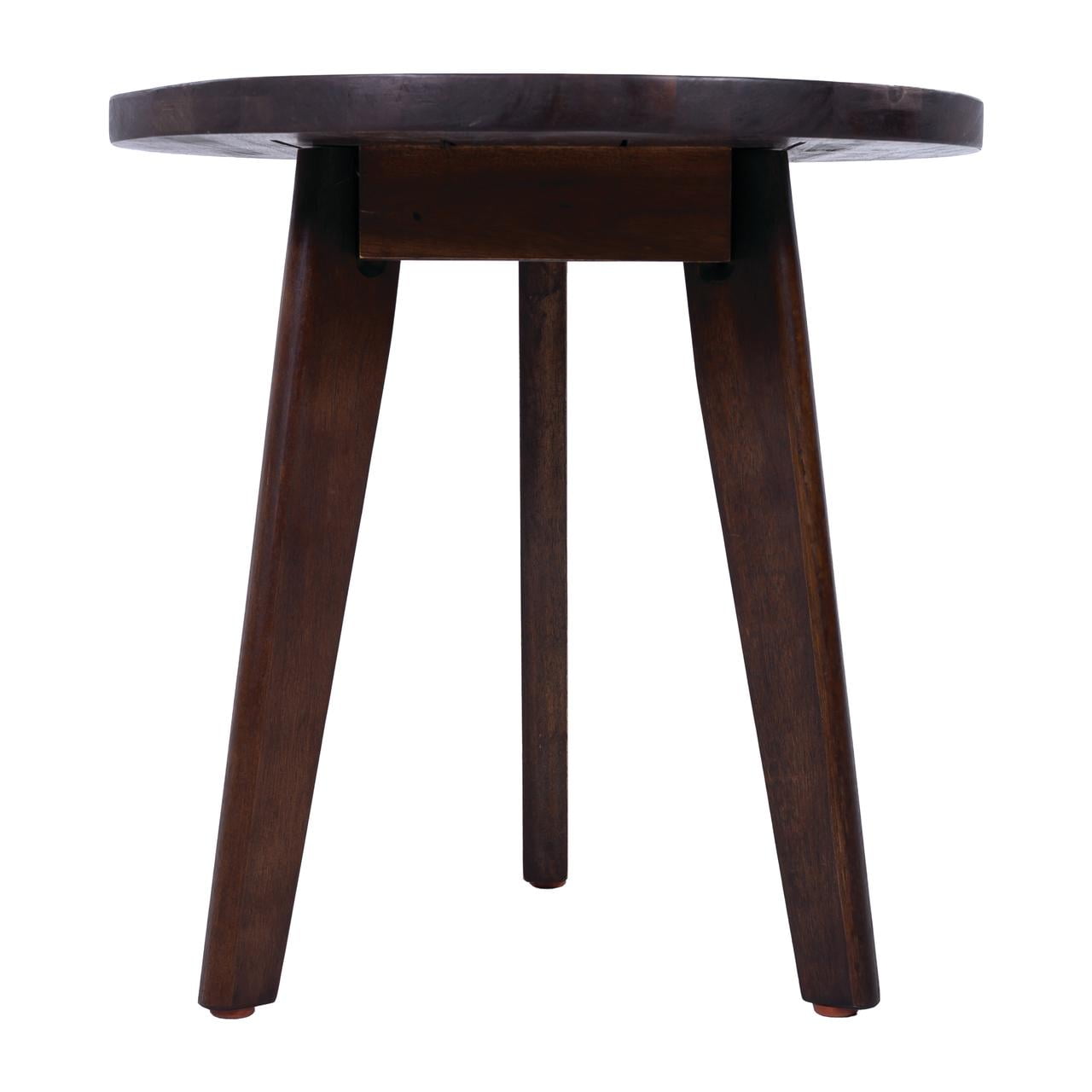 Euroco Modern Round Acacia Wood End Table with 3-Leg Design, Handcrafted Accent Side Table