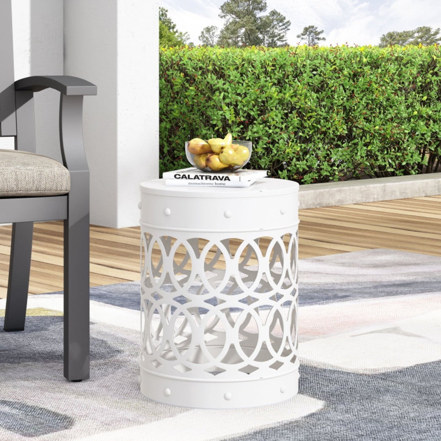 DIANJIE Outdoor Metal end Table Large