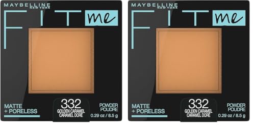 Maybelline Fit Me Matte + Poreless Pressed Face Powder Makeup, Golden Caramel, 1 Count (Pack of 2)