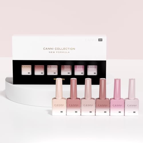 CANNI 6 Colors 9 Ml Sheer Jelly Pink Gel Nail Polish Set- Neutral Transparent Pink Colors Gel Polish Kit, Soak Off LED Nail Gel Manicure Kit DIY at Home Salon Gifts