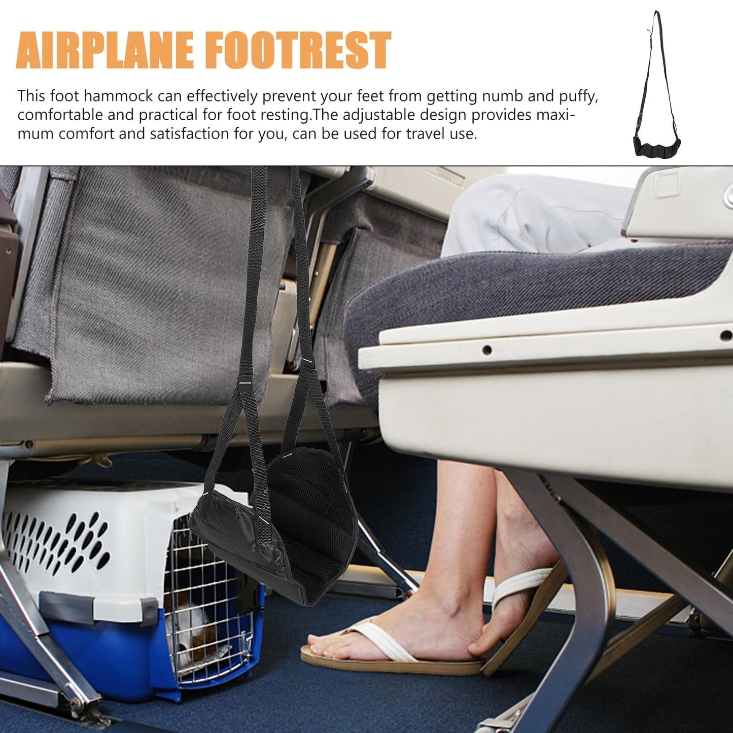PTOOTP 1Pcs Black Oxford Cloth Airplane Footrest Hammock for Men and Women