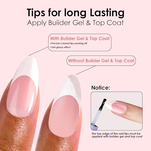 Canvalite French Tip Press on Nails - 300Pcs Pre-Colored Quick and Easy Press on Nails Long Square Fake Nails with Designs DIY Gel Nail Tips, Pink White