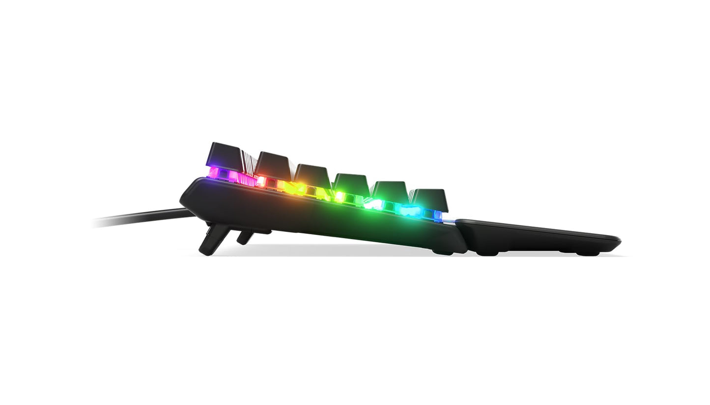 SteelSeries Apex 5 Hybrid Mechanical USB Gaming Keyboard Per-Key RGB Illumination Aircraft Grade Aluminum Alloy Frame OLED Smart Display (Hybrid Blue Switch)
