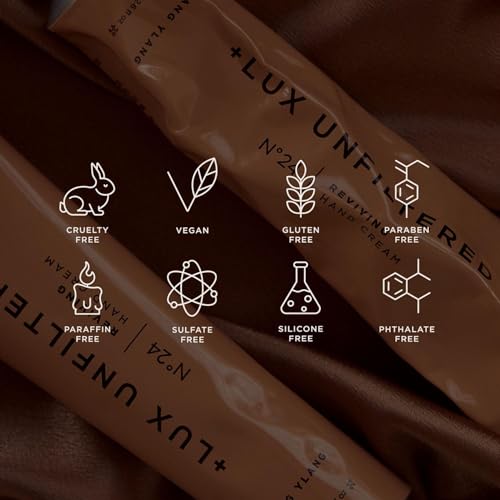 '+ Lux Unfiltered N°24 Reviving Anti Aging Hand Cream for Women & Men – Moisturizing Hand Cream for Dry Cracked Hands – Lightweight & Fast-Absorbing - Vegan & Cruelty Free - Ylang Ylang