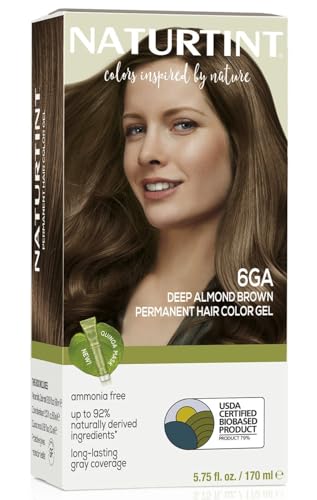 Naturtint 6GA Deep Almond Brown Permanent Hair Color (Pack of 1), Ammonia Free, Vegan, Cruelty Free, up to 100% Gray Coverage, Long Lasting Results (Packaging may vary)