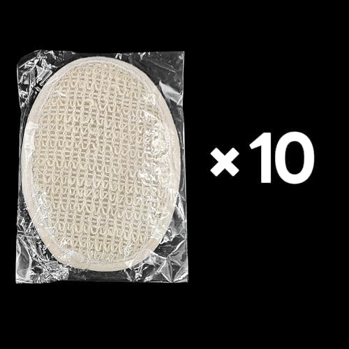 (10 Pk) Individually Wrapped Loofahs, Natural Loofah Luffa Pad Sponge Pouf Brush for Travel Bath Shower - Beige