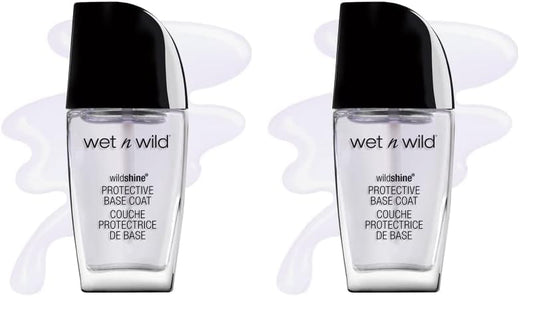 wet n wild Nail Polish Wild Shine, Protective Base Coat, Nail Color (Pack of 2)