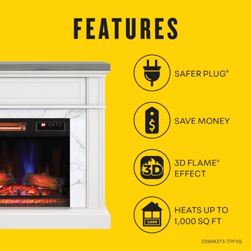 duraflame® Wall Mantel Electric Fireplace, Bright White