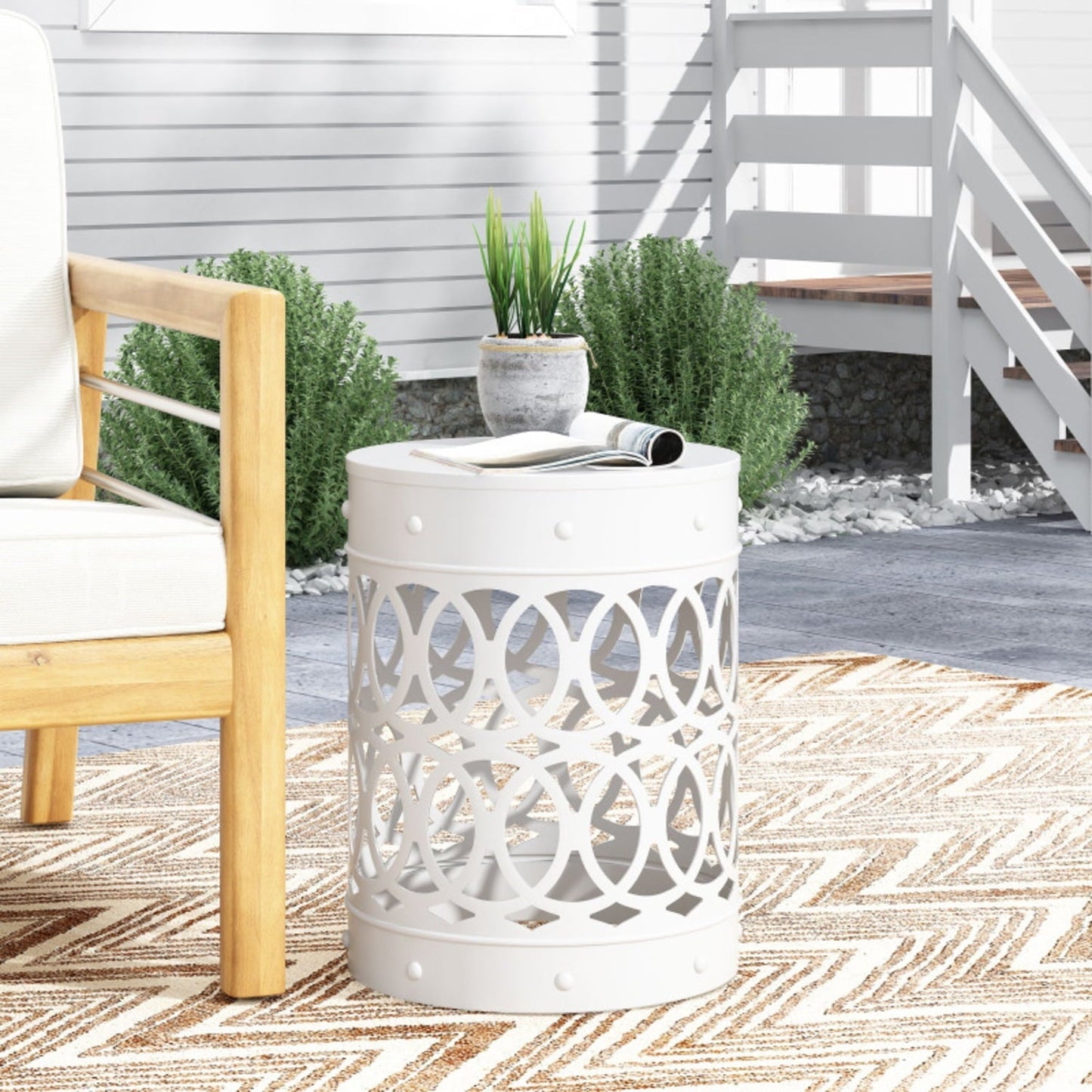 DIANJIE Outdoor Metal end Table Large