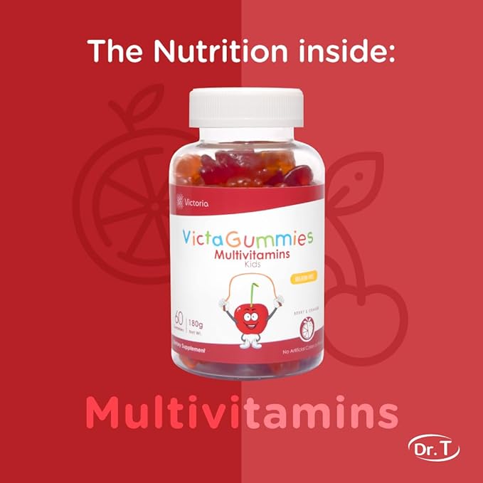 Dr. T VictaGummies Multivitamins 180 gr for Kids - Berry & Orange Flavor - Pectin Gummies - Improved Energy - Overall Wellbeing (120 Count (Pack of 2))