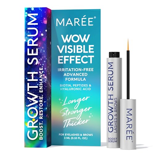 MAREE Eyelash Primer for Eyelash Growth - Advanced Eyelash Primer to Grow Lashes & Brows - Hyaluronic Acid, Biotin, Peptides & Vitamins for Thicker, Longer Eyelashes and Eyebrows - Suero de Pestañas