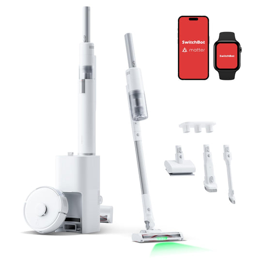 SwitchBot Robot Vacuum and Cordless Vacuum Cleaner K10+ Pro Combo, TwinFlow™ Suction Tech, Dual Dust Collection Station, Compact, Lightweight, Quiet, Compatible with Alexa/Siri/Matter(Hub 2 Required)