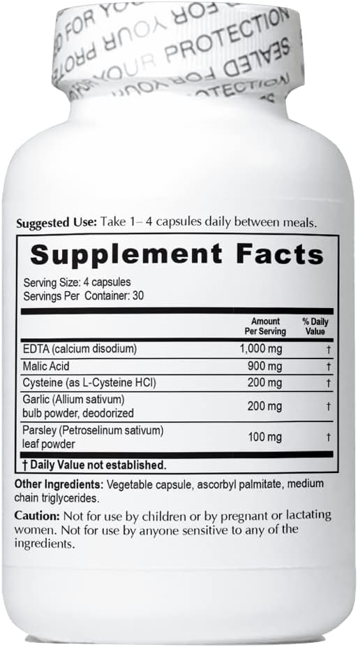 Enhanced Garlic EDTA 120 capsules - 3 Pack - 1000mg High Potency Calcium Disodium EDTA Formula - No Magnesium Sterate or Aluminum Containing Zeolite - 1,000mg per day -3 Bottles of 120 Capsules