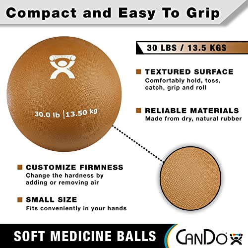 CanDo Soft Medicine Ball 5" Diameter 2lb Yellow Exercise Ball for Physical Therapy and Fitness Exercises, Easy Grip Rubber Weighted Ball for Workouts