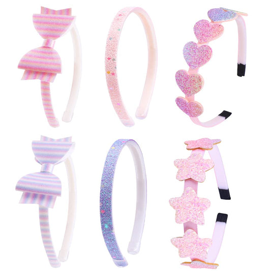 Lizioo Girls Headbands Glitter Kids Headbands Bow/Heart/Star Headbands Sweet Hairband For Toddler/Girls/Teens