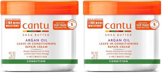 Cantu Leave-In Conditioning Repair Cream with Argan Oil, 16 oz (Packaging May Vary) (Pack of 2)