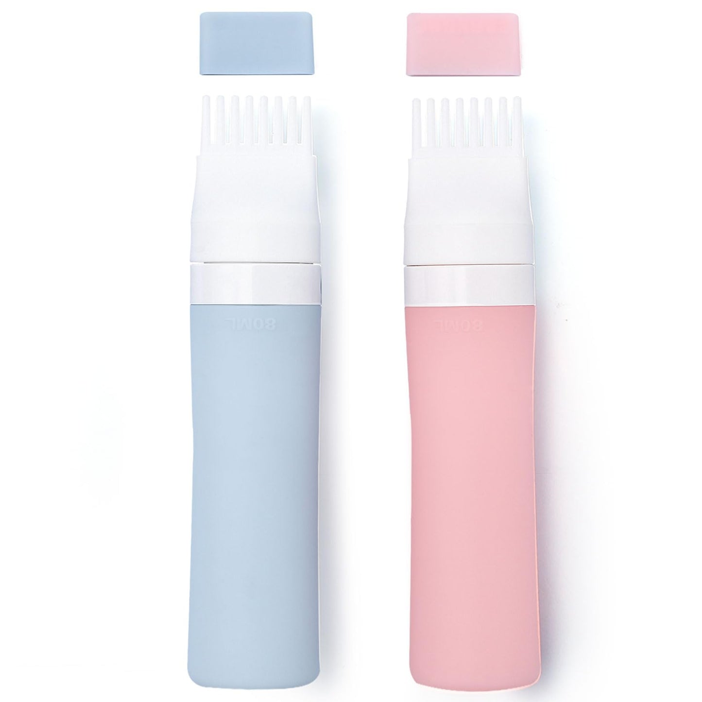 Lapfoon 2 Packs Silicone Hair Oil Applicator, 2.7 Ounce Root Comb Applicator Bottle for Hair Dye, Scalp Oil Applicator Bottle and Brush