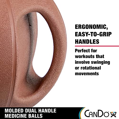 CanDo Molded Dual-Handle Medicine Ball for Strength Training, Core Workouts, Warmups, Cardio, and Plyometrics with Handles for Home and Clinic Use