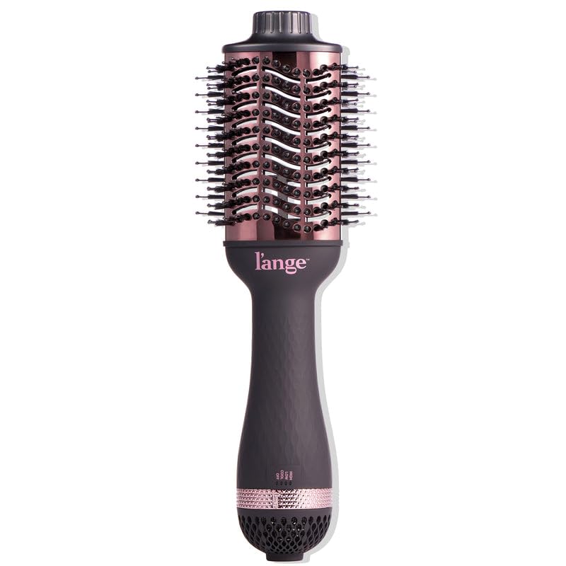 L'ANGE HAIR Le Volume 2-in-1 Titanium Blow Dryer Brush | Hot Air Brush in One with Oval Barrel | Hair Styler for Smooth, Frizz-Free Results for All Hair Types (Black - 75 mm)