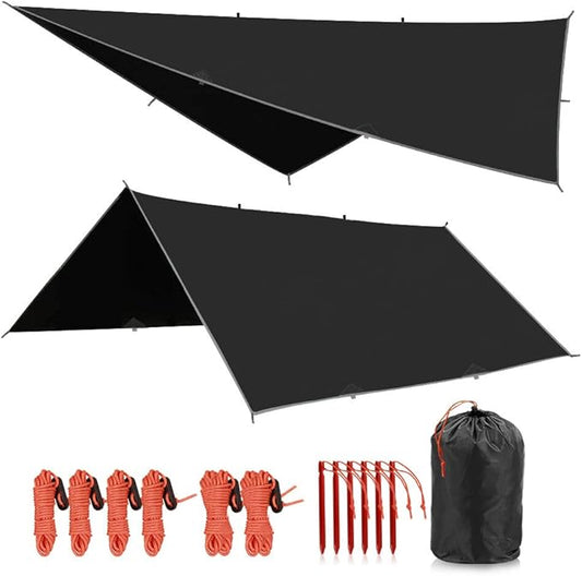 REDCAMP Hammock Rain Fly Camping Tarp Waterproof, 10x12ft Lightweight Backpacking Rain Tarp Shelter for Hiking Outdoor, Black