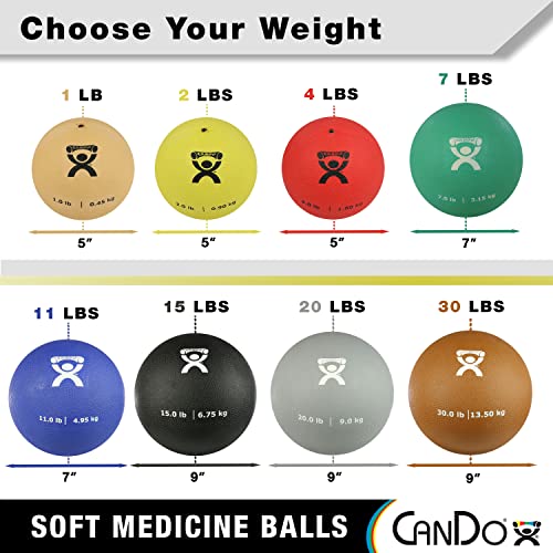 CanDo Soft Medicine Ball 5" Diameter 2lb Yellow Exercise Ball for Physical Therapy and Fitness Exercises, Easy Grip Rubber Weighted Ball for Workouts