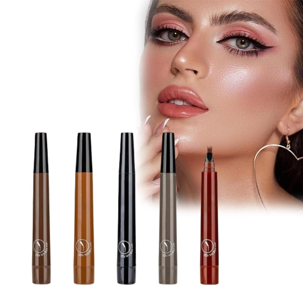 Microblading Eyebrow Pencil, 2024 NEW Magic Eyebrow Tattoo Pencil 4 Fork Tip, Create Natural Hair-Like Brows, Waterproof Brow Pencil with Micro-Fork Tip (5 PCS)