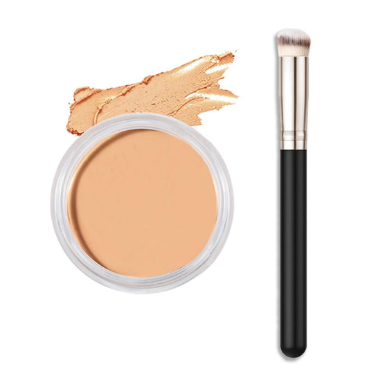 Kaely Cream Pot Concealer Full Coverage Set,Conceal Brighten Dark Circles,under Eye Brightener Color Correcting Concealer,Waterproof Foundation Palette with Brush,corrector de ojeras,Vegan Makeup,03