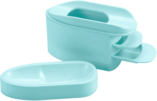 2-in-1 Dip Powder Recycling Tray System & French Tip Mold Dip Nail Tray - Nail Powder Glitter Rhinestones Pearls Saver Holder Storage Container Recycling Tool - French Smile Line Making Mold - Blue