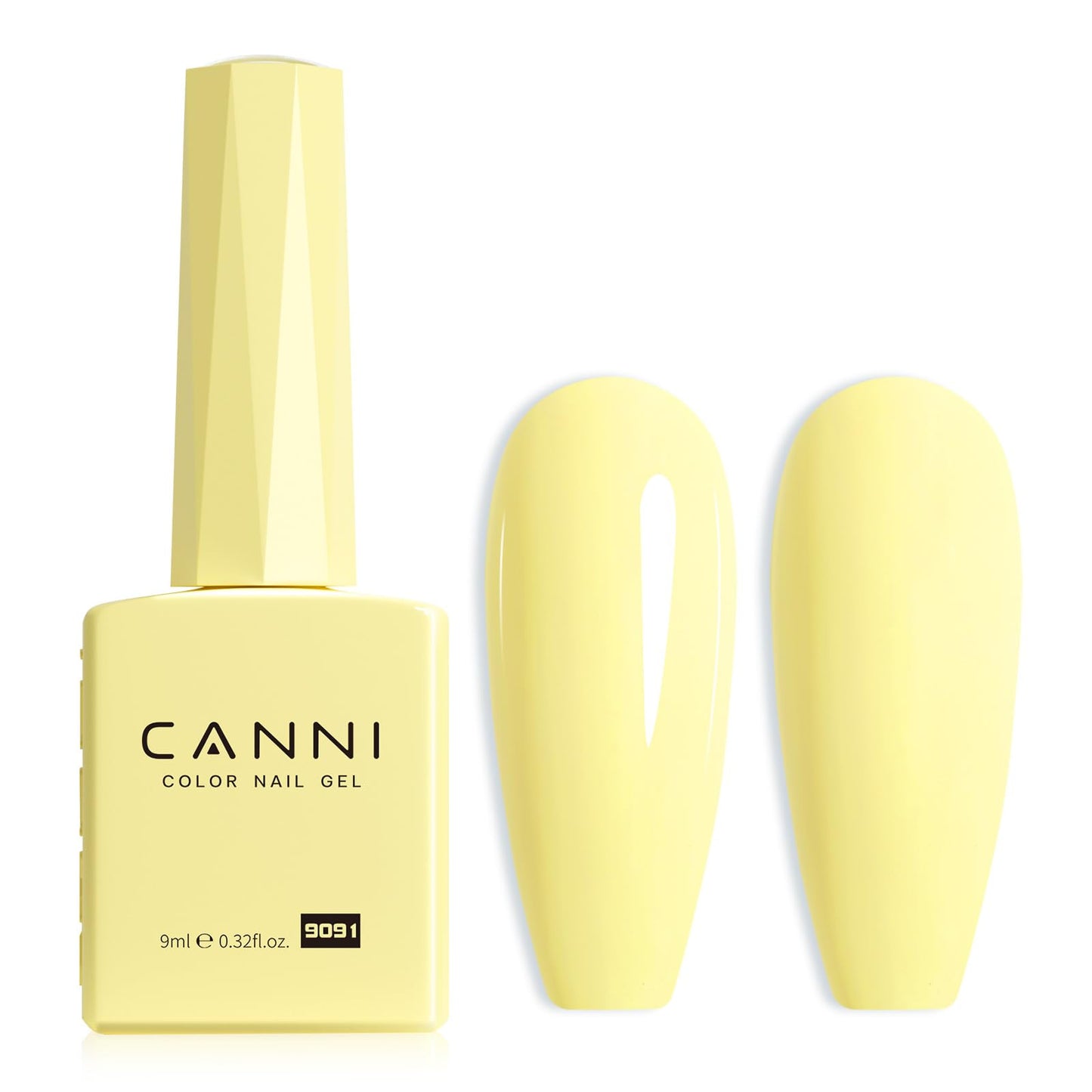 CANNI Light Yellow Gel Polish - Bright Pastel Butter Yellow Color, High Gloss Soak Off U V Gel Nail Polish for French Nail Manicure Salon DIY