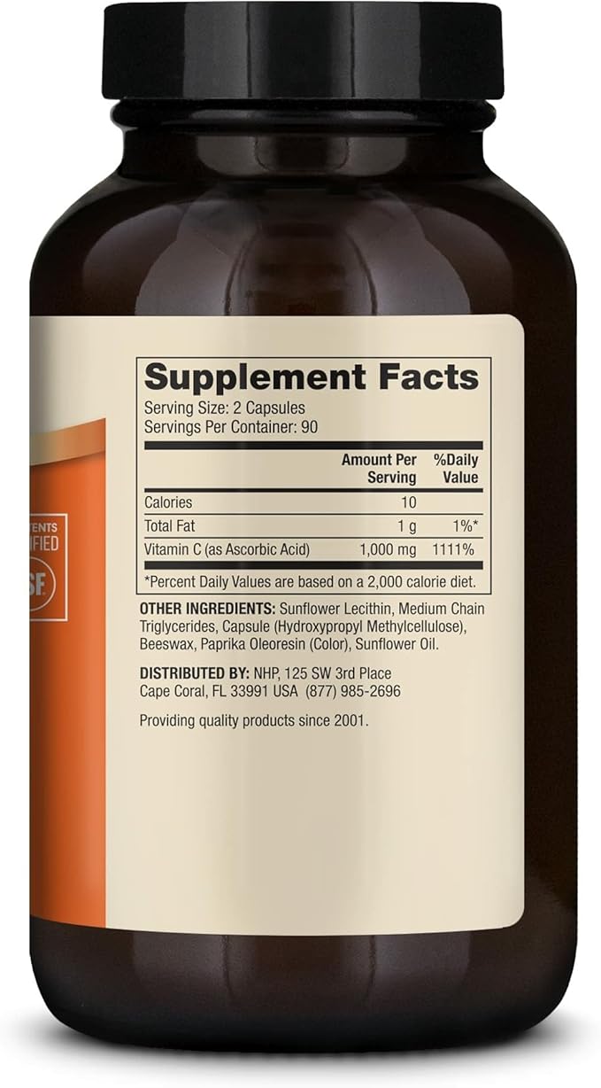 Dr. Mercola Liposomal Vitamin C - Brain, Heart, Eye & Immune Support - Provides 1,000 mg of Bioavailable Vitamin C - Non-GMO, Gluten-Free & Soy-Free - 180 Capsules (90 Servings)