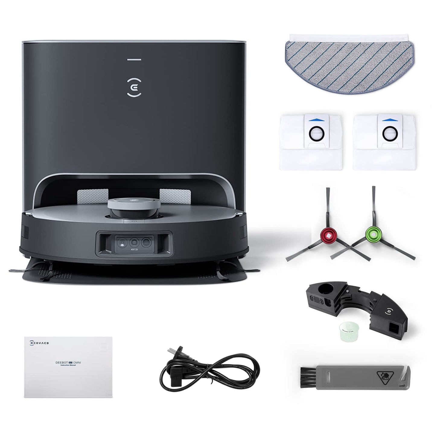 ECOVACS DEEBOT X1 Plus Robot Vacuum and Mop Combo with Self Emptying Station, 5000Pa Robot Vacuum Cleaner, Upgraded Laser Navigation, 3D Map, Obstacle Avoidance, Built-in YIKO Voice Assistant, Black