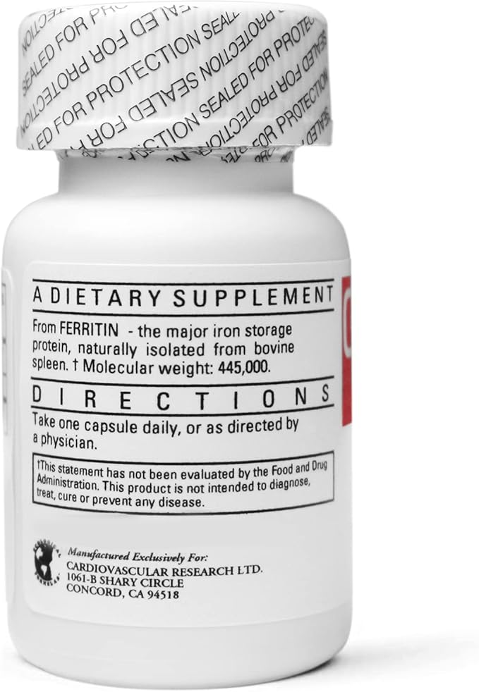 Cardiovascular Research Ferritin Iron Supplement for Women and Men 5 mg 180 Capsules - 3 Bottle Bundle