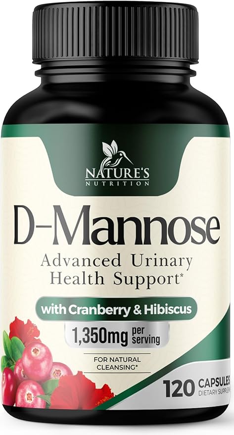 DMannose Pills with Cranberry 1350mg Advanced Formula - Effective Natural Bladder, Urinary Tract Health Support, Flush Impurities - D Mannose Supplements for Women & Men, Non-GMO, Vegan - 120 Capsules