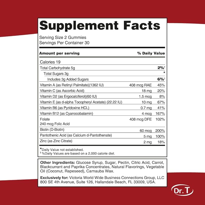 Dr. T VictaGummies Multivitamins 180 gr for Kids - Berry & Orange Flavor - Pectin Gummies - Improved Energy - Overall Wellbeing (120 Count (Pack of 2))