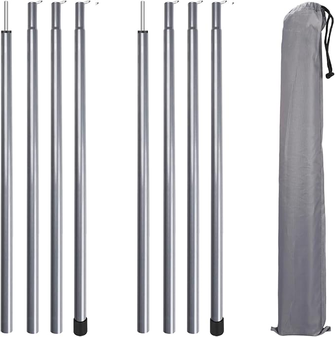 Neween Telescoping Tarp Poles Heavy Duty Adjustable Camping Tent Poles, Portable Replacement Canopy Rods for Rain Fly, Awning, Outdoor Camping, Hiking, Backpacking, Sunshade, Set of 2, Grey