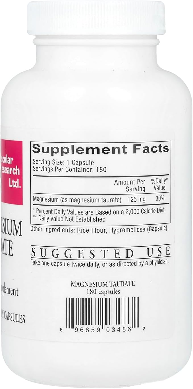 Cardiovascular Research Magnesium Taurate 125 mg, Creamy White, 180 Capsules (MAGT2)