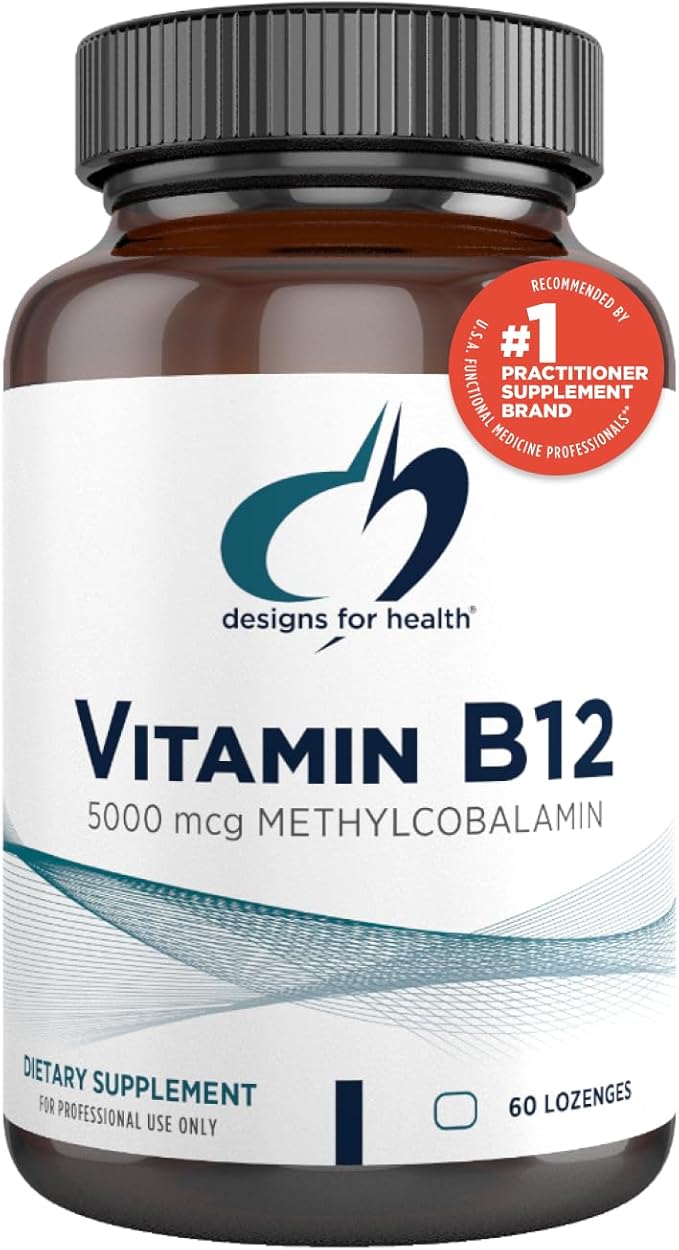 Designs for Health Vitamin B12 Lozenges - B12 Vitamins 5000 mcg Methylcobalamin - Vitamin B12 Supplements - Vegan + Non GMO, Natural Berry Flavor (60 Quick Dissolve Lozenges)