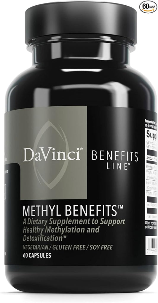 DAVINCI Labs Methyl Benefits - Helps Support Brain Health, Heart Health, Detoxification & More with Folate, Vitamin B12 & More* - Vegetarian, Gluten-Free - 60 Capsules